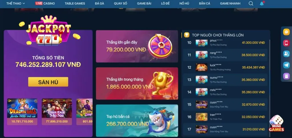 Các trò chơi nổi bật của Lucky10